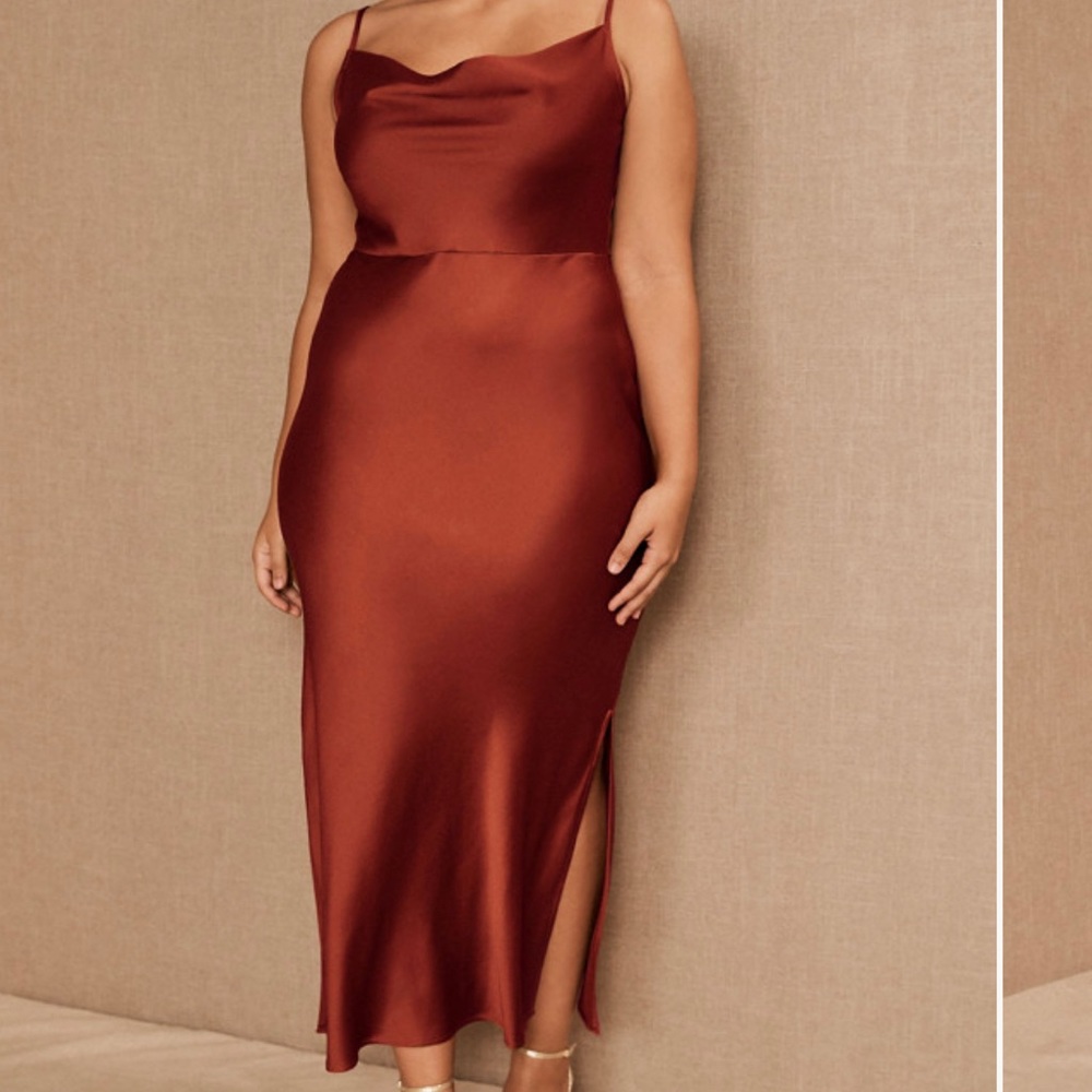 Anthropologie copper slip dress; size Medium; great condition